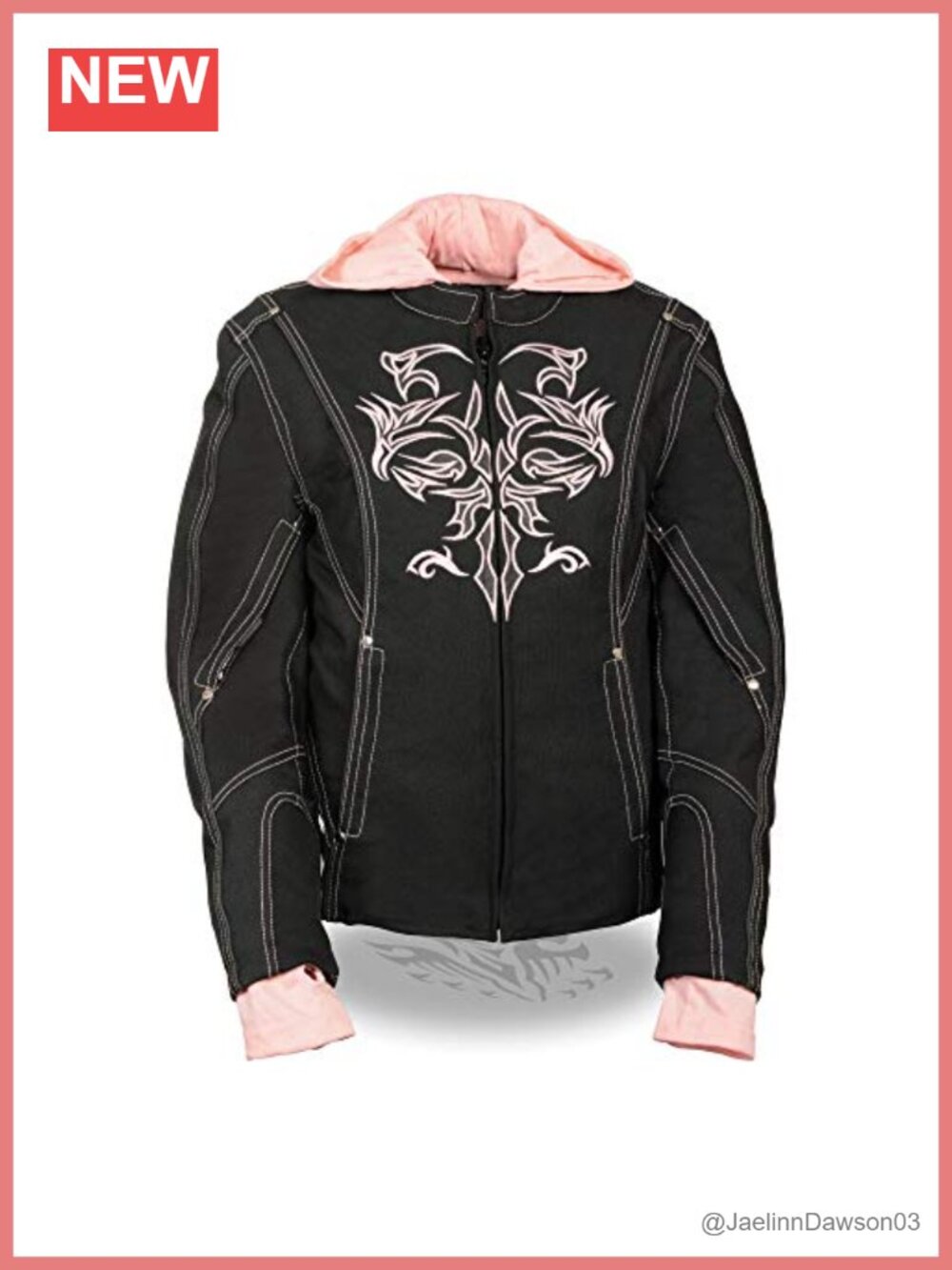 Nylon Twill Fleece Hooded Jacket 3/4 Length Vented Moto Style